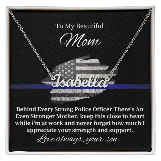 Police Mom Gift Necklace - To My Beautiful Mom - Handwriting Name Necklace