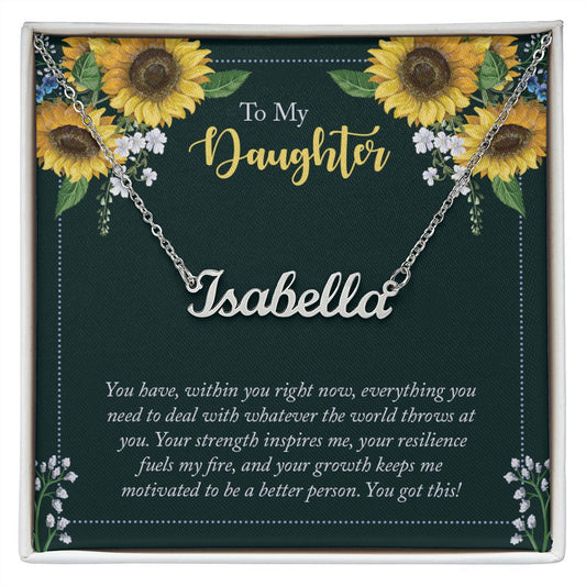 To My Daughter - Name Necklace With Card