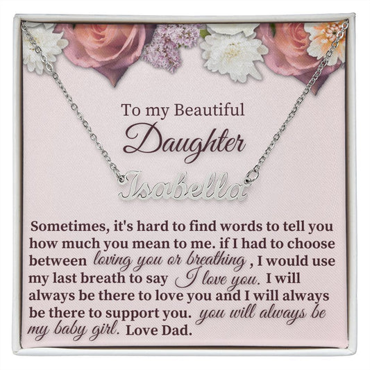To My Beautiful Daughter - Name Necklace With Card