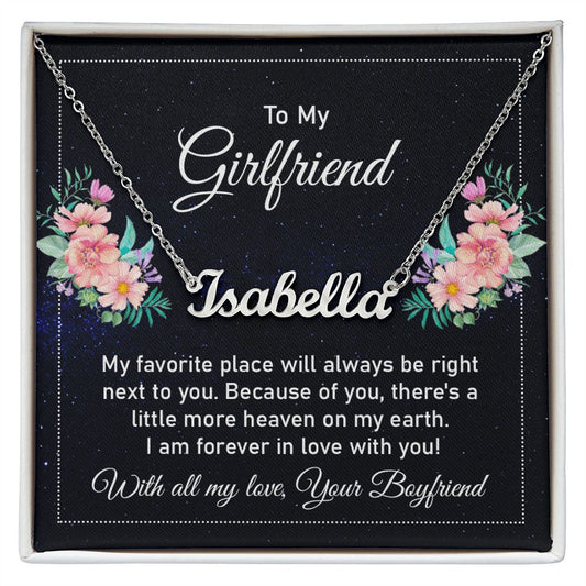 To My Girlfriend - Custom Name Necklace with Card