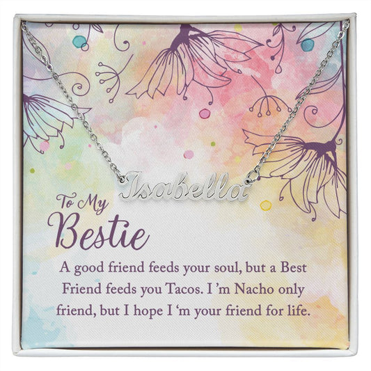 To My Bestie - Name Necklace With Card