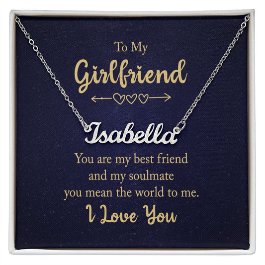 To My Girlfriend - Custom Name Necklace with Card
