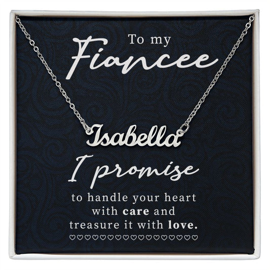 To My Fiancee - Custom Name Necklace with Card